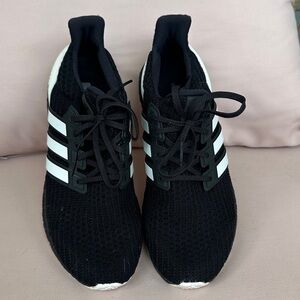 Adidas Black Knit Sneakers with White Stripes
